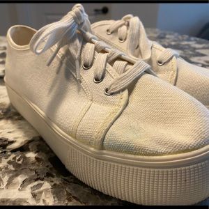 Platform Cloth White Sneakers